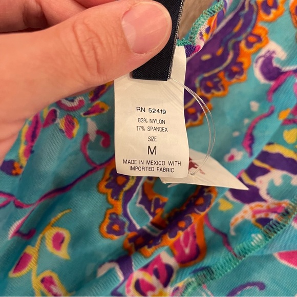 Vtg Y2K Ralph Lauren Swim Tie Skirt Cover Up Women’s Med Blue Floral Mesh Beach - Picture 4 of 8